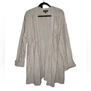 Express Tan Open Front Cozy‎ Cardigan With Cuffed Sleeves Size Medium